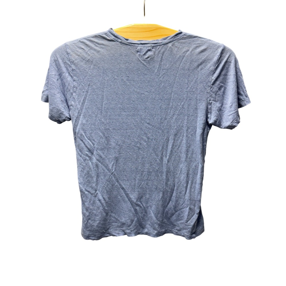 Isabel Marant Etoile Zewel Blue Linen Logo Graphic T-Shirt Metallic Silver Med - Picture 2 of 10